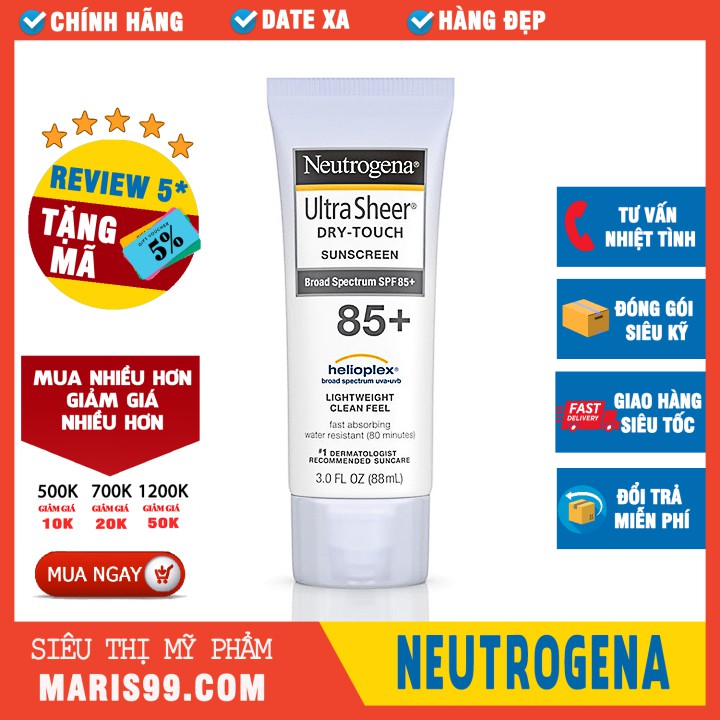 Kem Chống Nắng Neutrogena Ultra Sheer Dry Touch SPF 85 (88ml) _NEUT068UPDT