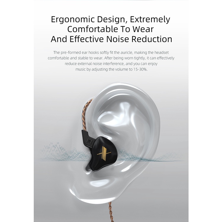 Tai nghe nhét tai thể thao KZ EDX 1 Dynamic Hifi Bass chống tiếng ồn