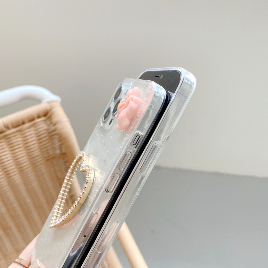 Ốp điện thoại tpu mềm đính nơ gương trang điểm hình trái tim cho Samsung Galaxy Note 8 9 A6 J6 J4 Plus A9 A7 2018 M10