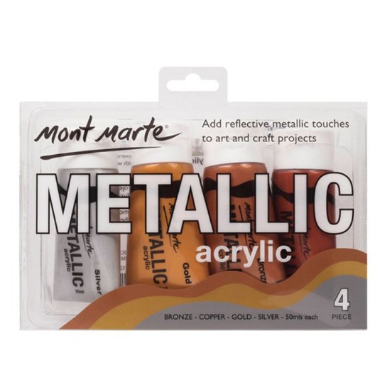 Màu Acrylic Metalic Mont Marte Set 4mx50ml PMHS0012