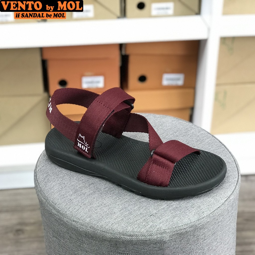 Sandal unisex nam nữ quai chéo vải dù đế mõng Slim có quai hậu cố định hiệu MOL mang đi học du lịch MS1166B