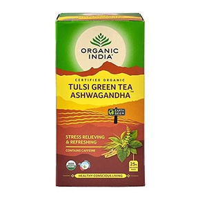 [Organic India] Tulsi Green Tea Ashwagandha - Trà xanh Tulsi hữu cơ của Ấn Độ Ashwagandha