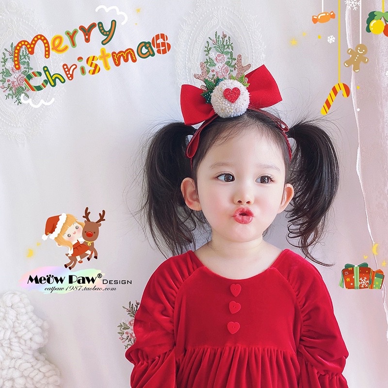 Bờm tóc Noel đáng yêu cho bé