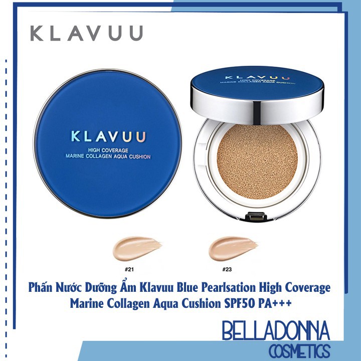 Phấn Nước Dưỡng Ẩm Klavuu Blue Pearlsation High Coverage Marine Collagen Aqua Cushion SPF50 PA+++