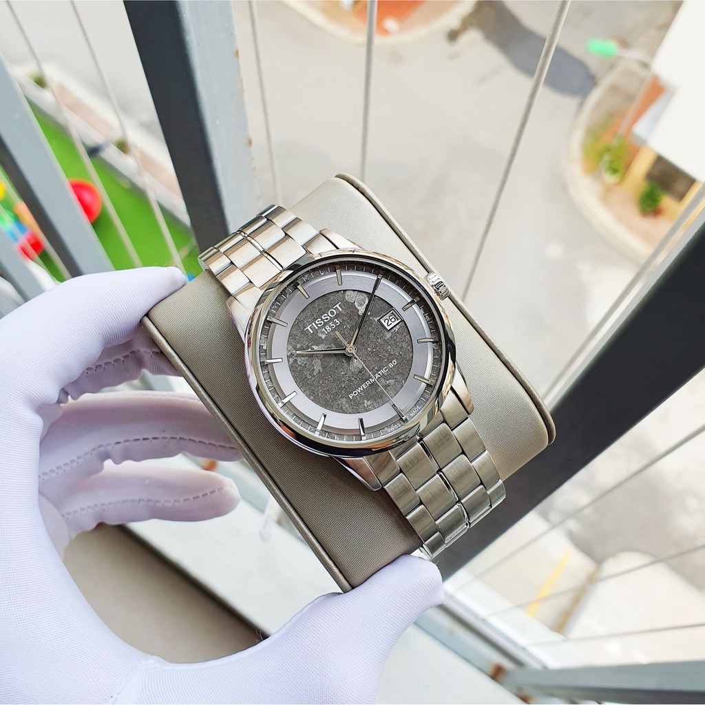 Đồng hồ Nam chính hãng Tissot 1853 Luxury Powermatic 80 T086.407.11.061.10 Size 41,Lịch ngày-Máy cơ tự động-Dây kim loại