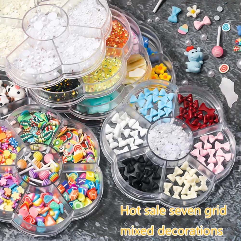 [Hàng mới về] Phụ kiện trang trí móng hình nơ 3d 7 trong 1 phong cách Nhật Bản