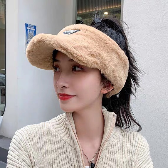 Mũ lưỡi trai nửa đầu thời trang KOMI nón kết lưỡi trai lông mềm ấp áp cho nam nữ