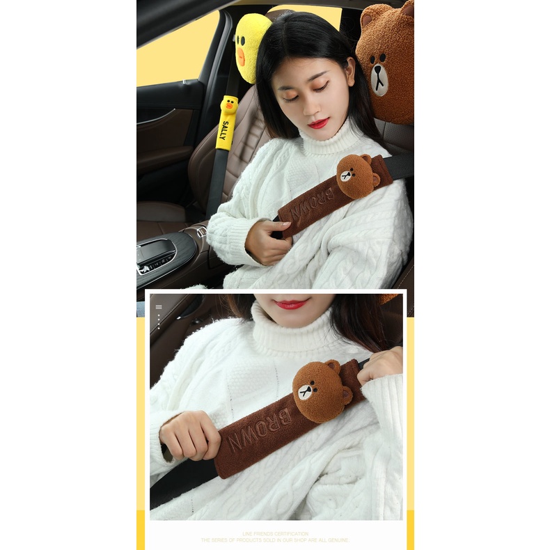 ĐỆM BỌC TRANG TRÍ SEATBELT HÌNH GẤU VÀ TAI MÈO DỄ THƯƠNG