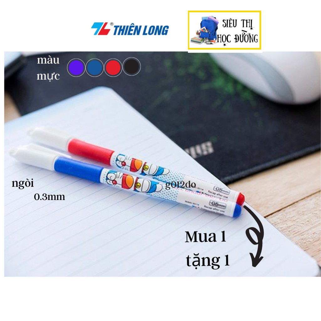 Bút Gel Thiên Long Doraemon GEL-012/DO.Bút mực nước màu đen/ đỏ/ tím/ xanh. Chính hãng