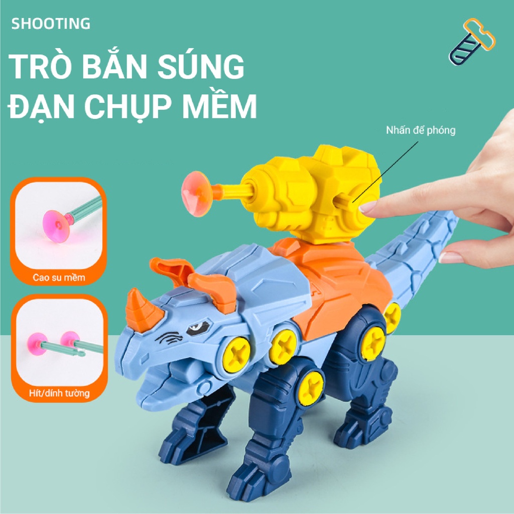 Khủng Long Lắp Ráp Đồ Chơi Thông Minh Combo 3 Con Loại Lớn Có Phi Tiêu Hít Nhựa Cao Cấp An Toàn Cho Các Bé