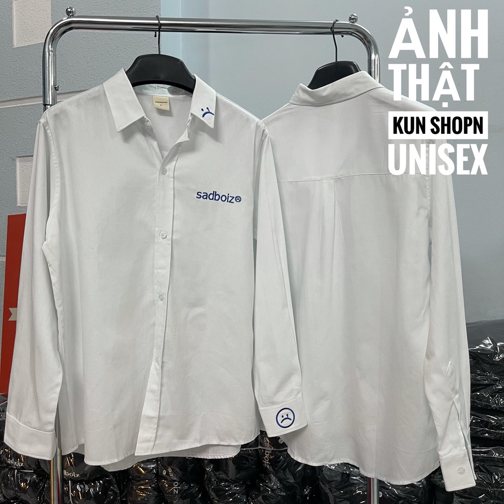 Áo sơ mi tay dài SADBOIZ Sad Signature Oversized WHITE áo sơ mi sadboiz dài tay