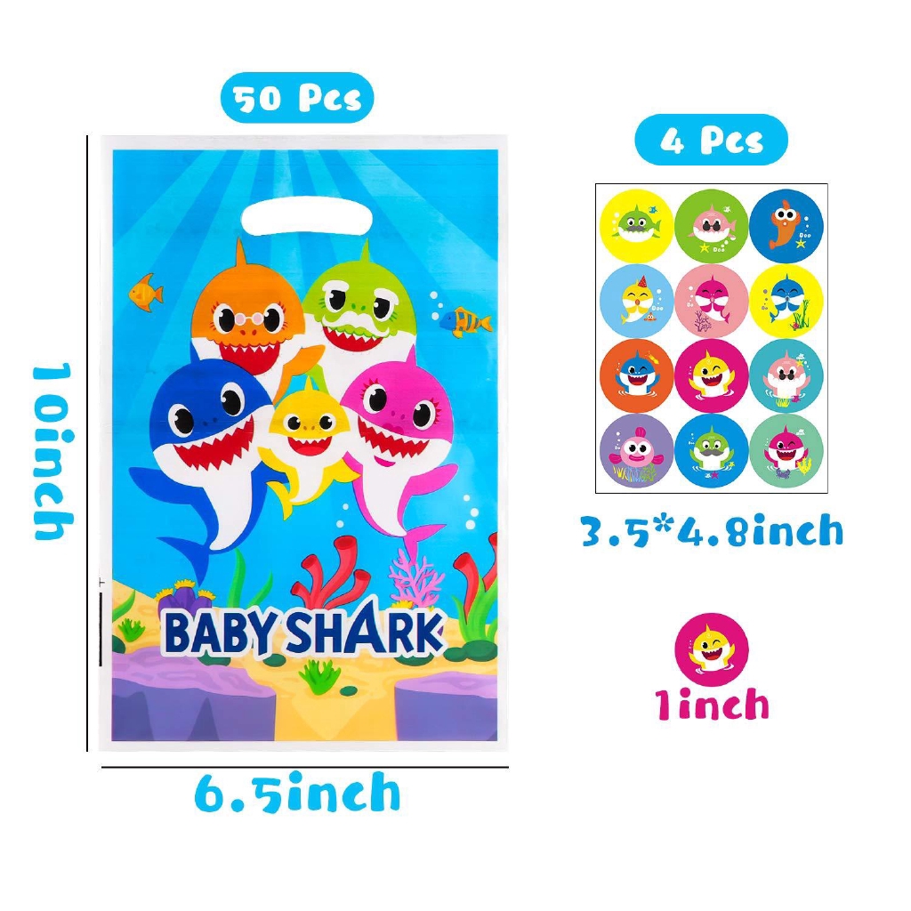 10pcs Baby-Shark Gift Bags Party Favors  Under The Sea Baby Shower Baby Shak Birthday