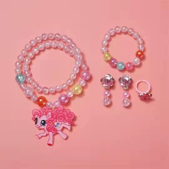 Bộ 5 món đồ trang sức vòng cổ nhẫn bông tai công chúa Elsa cho bé gái