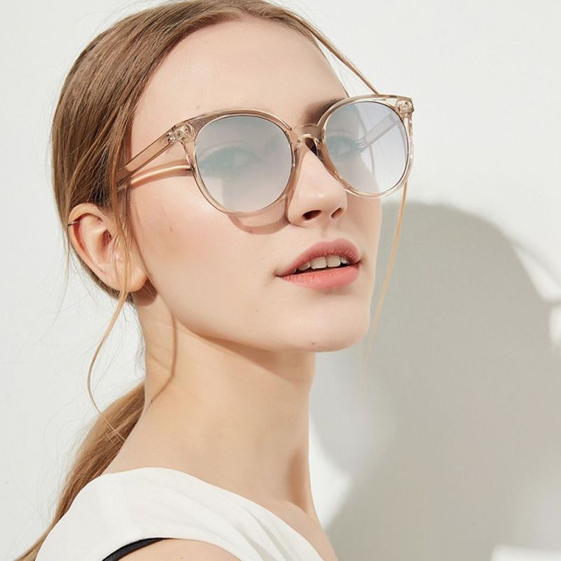 Kính mát gọng tròn to bản phong cách Retro thời trang cho nữ