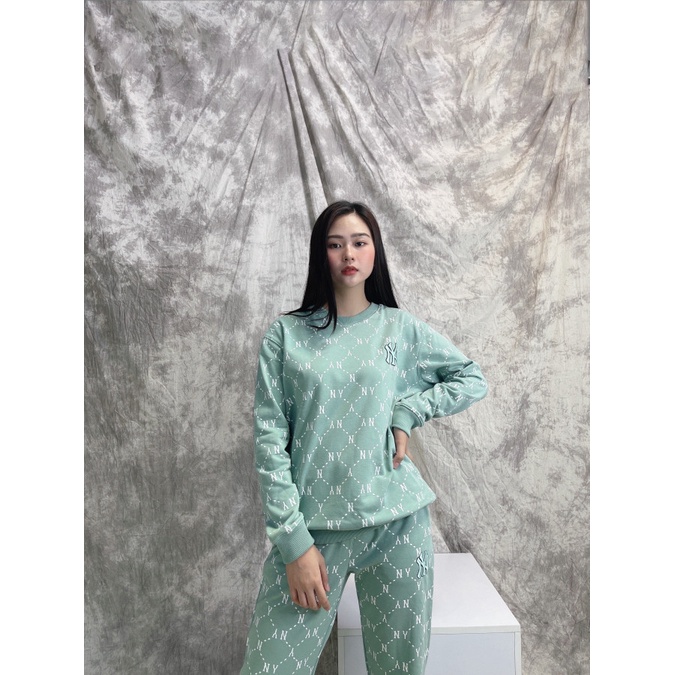 (HÀNG XUẤT XỊN) Bộ 1922 M//L//B N//Y MONOGRAM SWEATSHIRT &amp; PANTS IN MINT GREEN Made in V//N full-tag-code  SIZE XS S M