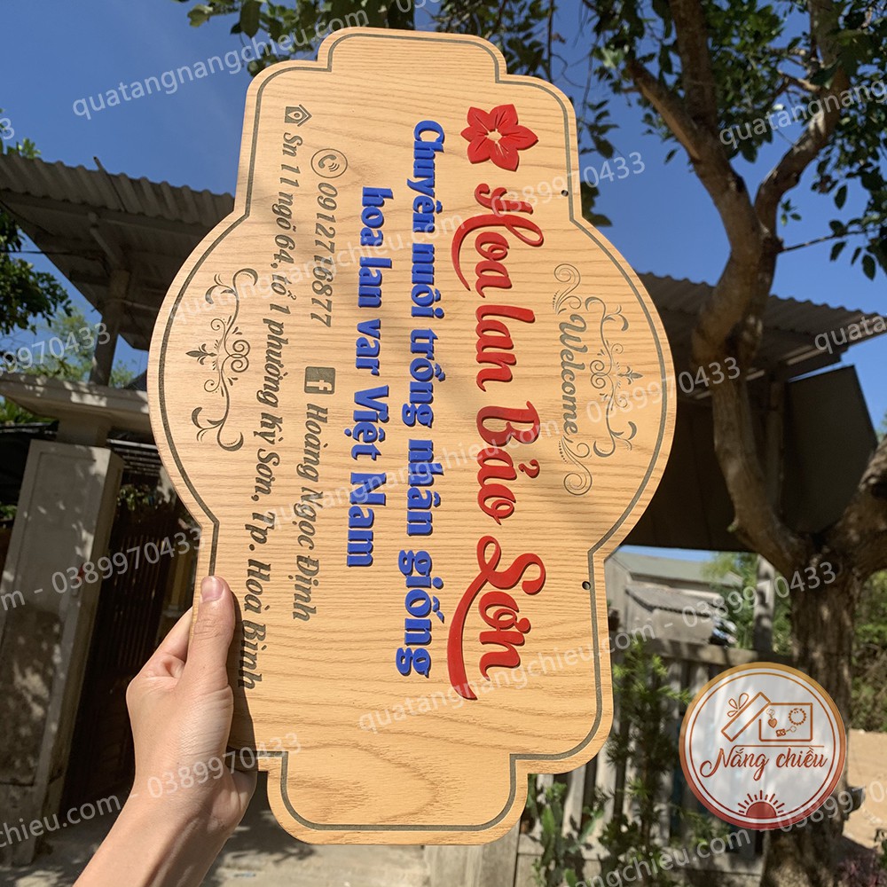 Bảng hiệu gỗ cho cửa hàng bán hoa Lan_ bảng hiệu trang trí cửa hàng