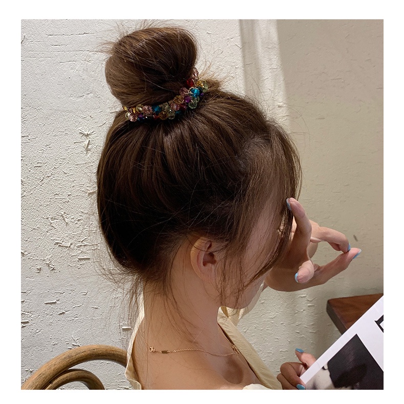 Dây Cột Tóc Co Giãn Đính Đá Pha Lê Nhiều Màu Sắc Xinh Xắn Thời Trang Cho Nữ