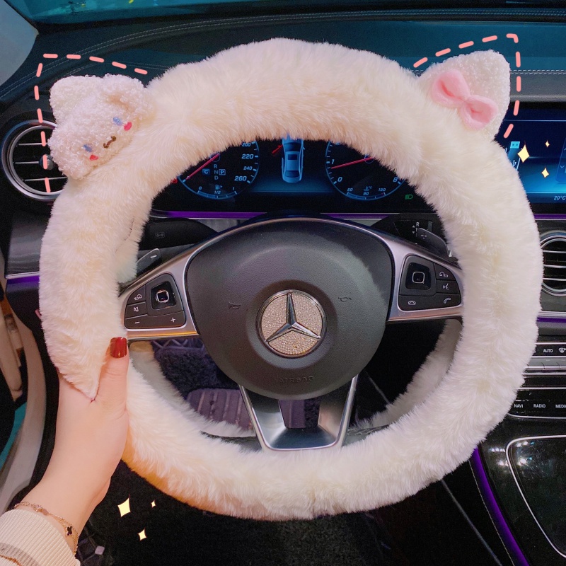 Vỏ Bọc Vô Lăng Xe Hơi Bằng Vải Bông Mềm Mại Đường Kính 38cm Hình Thỏ melody Dễ Thương