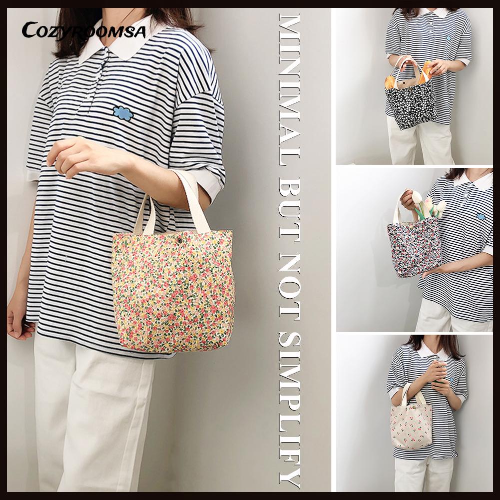 Túi xách canvas in họa tiết đơn giản cho nữ