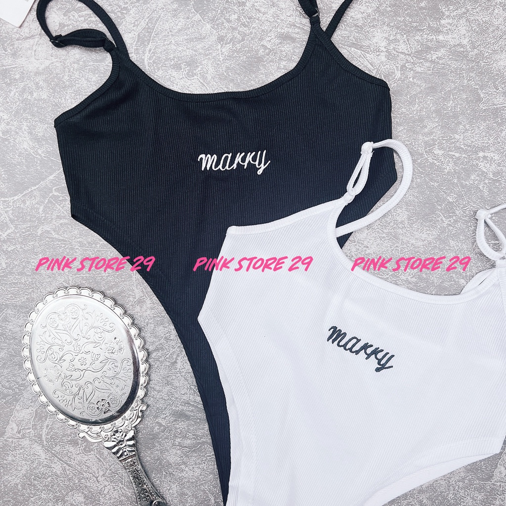 Áo Liền Quần Hai Dây Bodysuit Họa Tiết Thêu Chữ MARRY Ôm Dáng Gợi Cảm A5342 | BigBuy360 - bigbuy360.vn