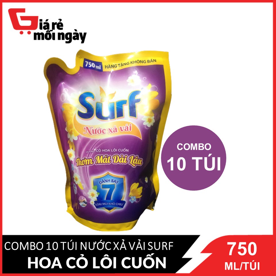 COMBO 10 Nước xả vải Surf Hương cỏ hoa lôi cuốn Túi 750ML x10