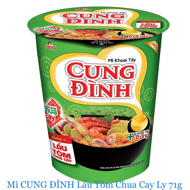 Mì Khoai Tây CUNG ĐÌNH Lẩu Tôm Chua Cay Gói 85g/ Ly 71g