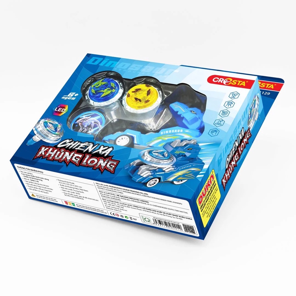 Đồ Chơi Duka: Con Quay Chiến Binh Ánh Sáng - Chiến Xa Khủng Long
