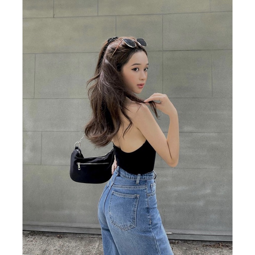 Áo liền thân thun tăm CHICMONKI KIM BODYSUIT màu đen form ôm tôn dáng CMT693