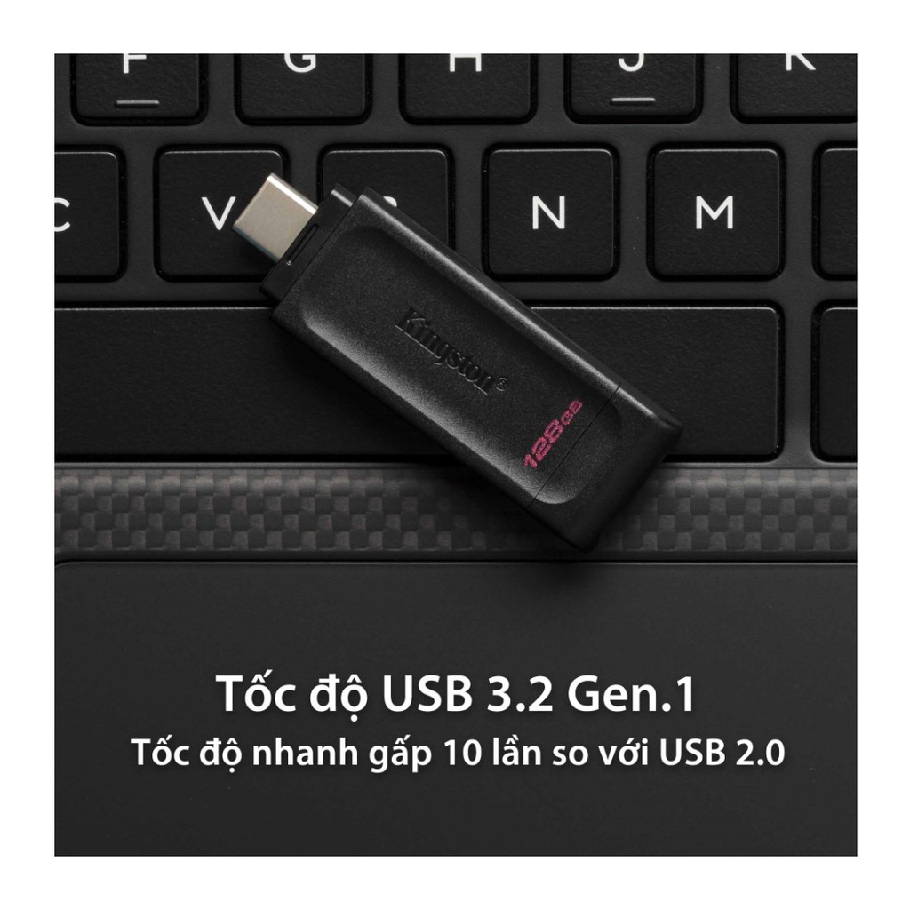 USB-C 3.2 Kingston DataTraveler DT70 128Gb type C tương thích sử dụng cho máy tính xách tay, máy tính bảng và điện thoại
