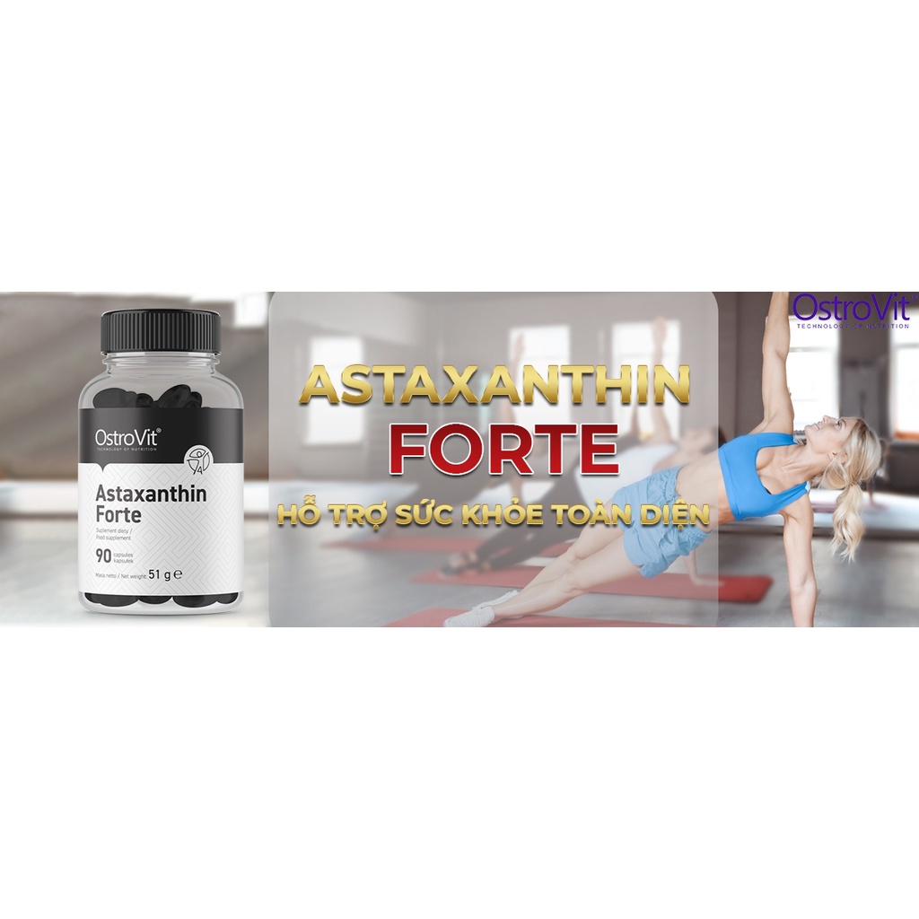 Ostrovit Astaxanthin Forte 4mg Tăng Sức Đề Kháng, Ngăn Ngừa Lão Hóa 90 Viên - Từ Ba Lan
