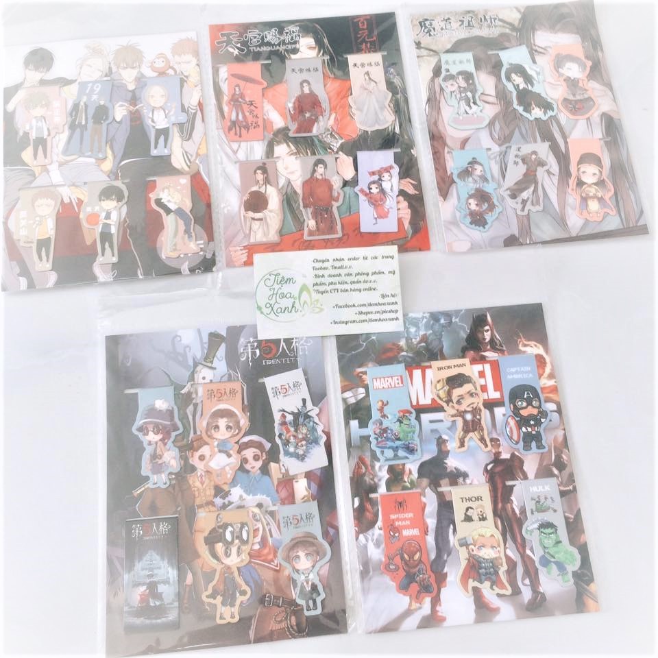 Bookmark nam châm manga 19 days ,Trấn Hồn, Ma đạo tổ sư, Thiên quan, Touken ranbu, Âm dương sư, Toàn chức cao thủ.vv.