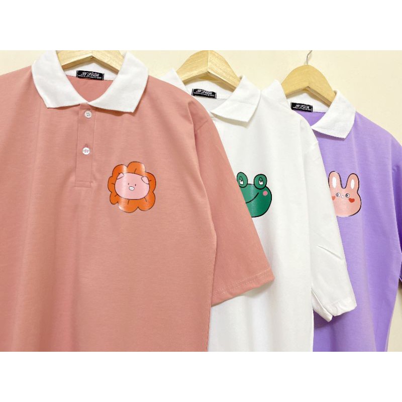 Áo Thun polo tay lỡ Unisex % Hình thật B'Teen