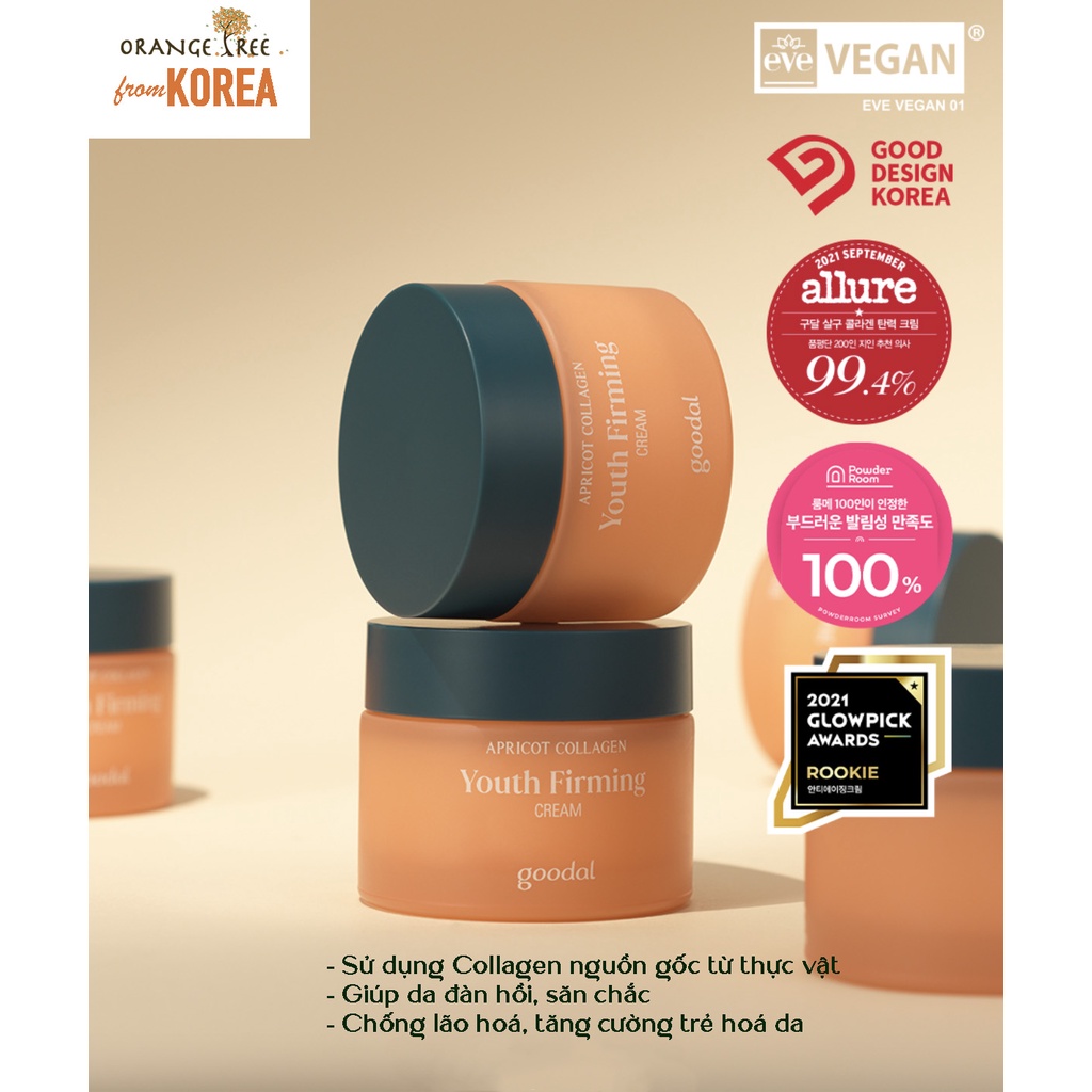 Kem dưỡng chống lão hoá giúp trẻ hoá da GOODAL Apricot Collagen Youth Firming Cream 50mL