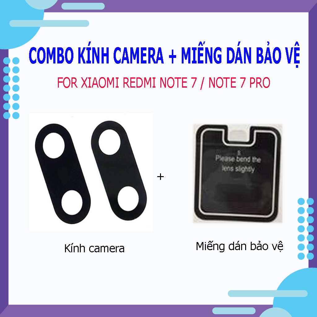 Kính camera sau Xiaomi Redmi note 7 / Note 7 Pro - Tặng kèm miếng dán bảo vệ
