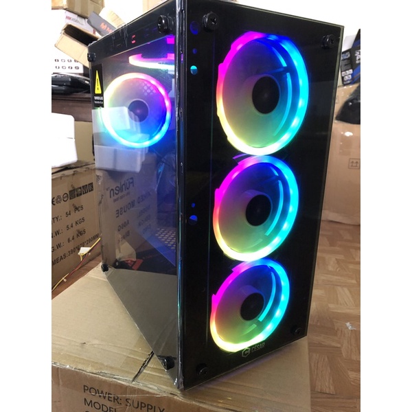 Vỏ case máy tính Gaming 2 mặt kính Cesar Rainbow (Form NYX)