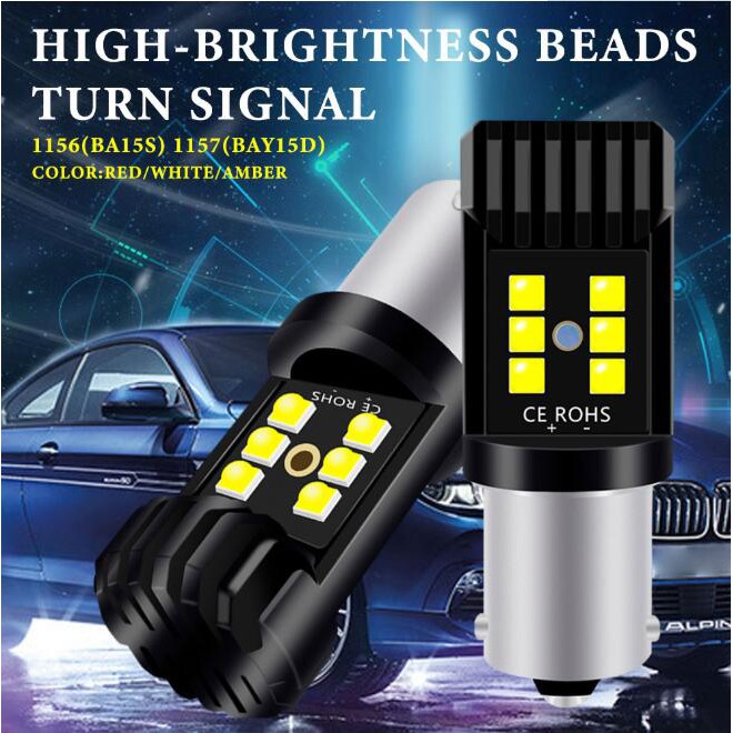 Bóng Đèn LED Lymoyo 1156 P21W 12SMD Ba15S 1157 P21 / 5w Bay15 Cho Xe Hơi