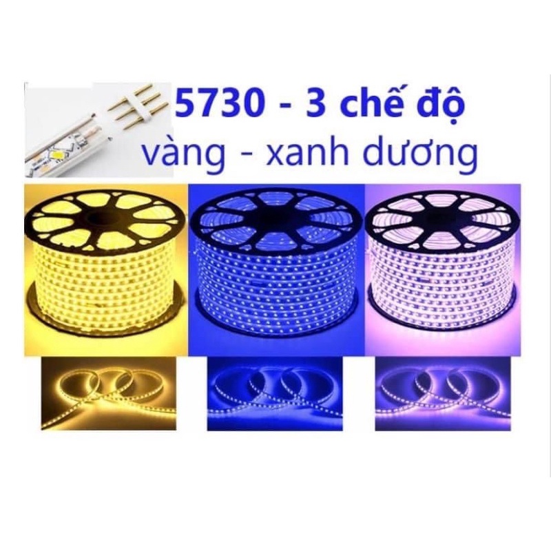 Dây đèn led đổi 3 màu 5730 vàng _xanh dương và pha vàng xanh dương