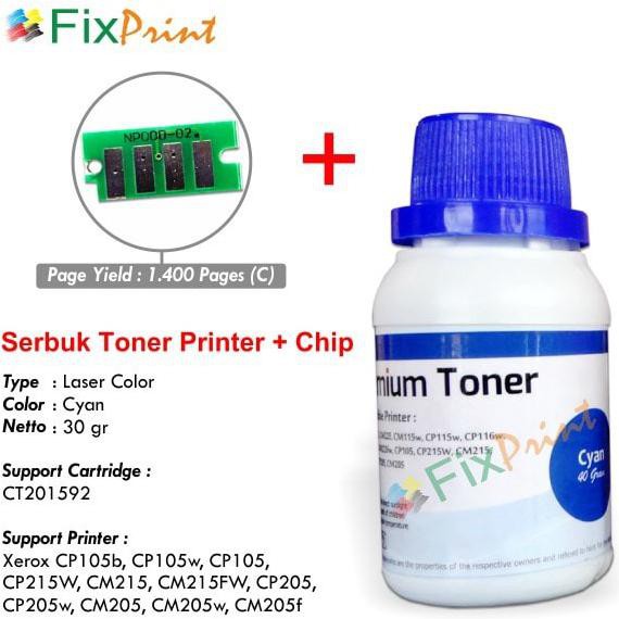 Bộ Phụ Kiện Lõi Phấn + Toner Xerox Cp105 Cp205 Cm215fw Cyan 2000 Trang Màu Đen