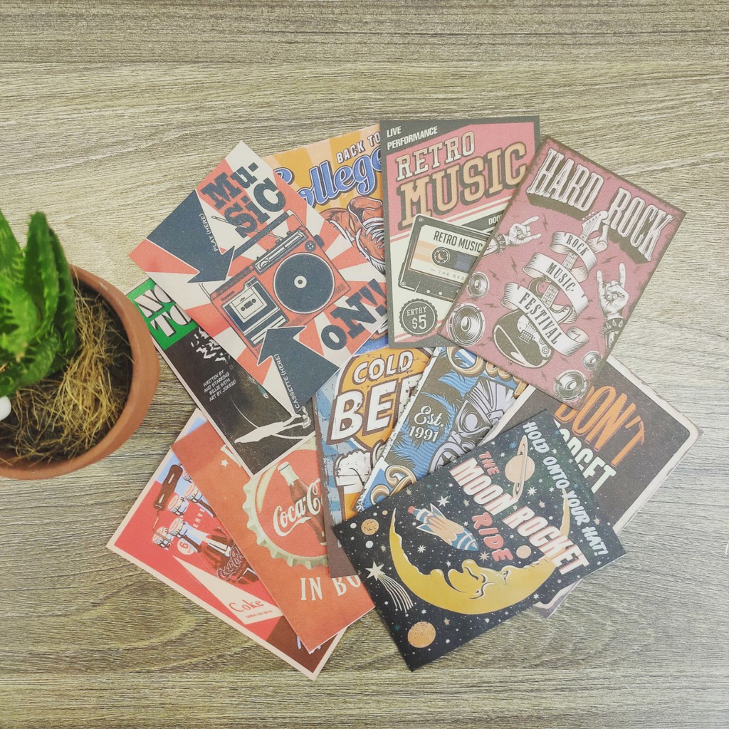 Sticker Vintage &amp; Retro - Chọn Mẫu Theo Yêu Cầu - Có Sẵn Keo Dán - Bền Màu - Chịu Nước - Dán Mũ Bảo Hiểm, Vali, Đàn...