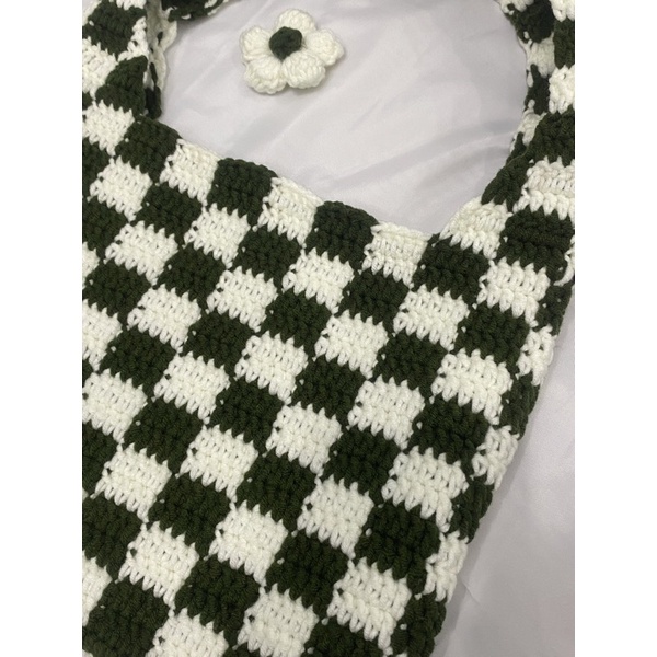 CHECKERED BAG. TÚI LEN CARO HANDMADE