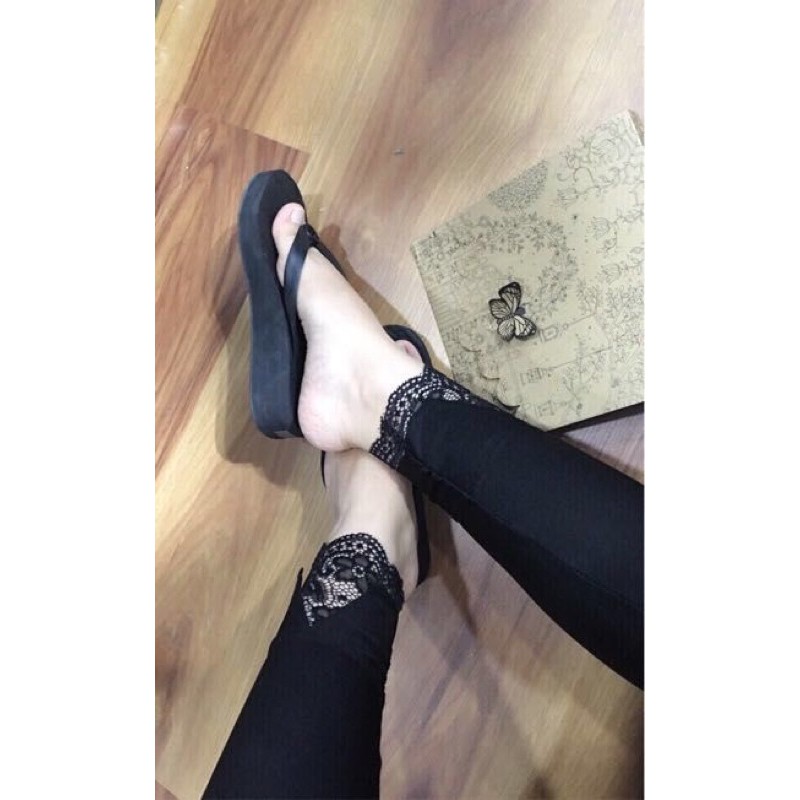 Quần legging nhũ ren chân free size