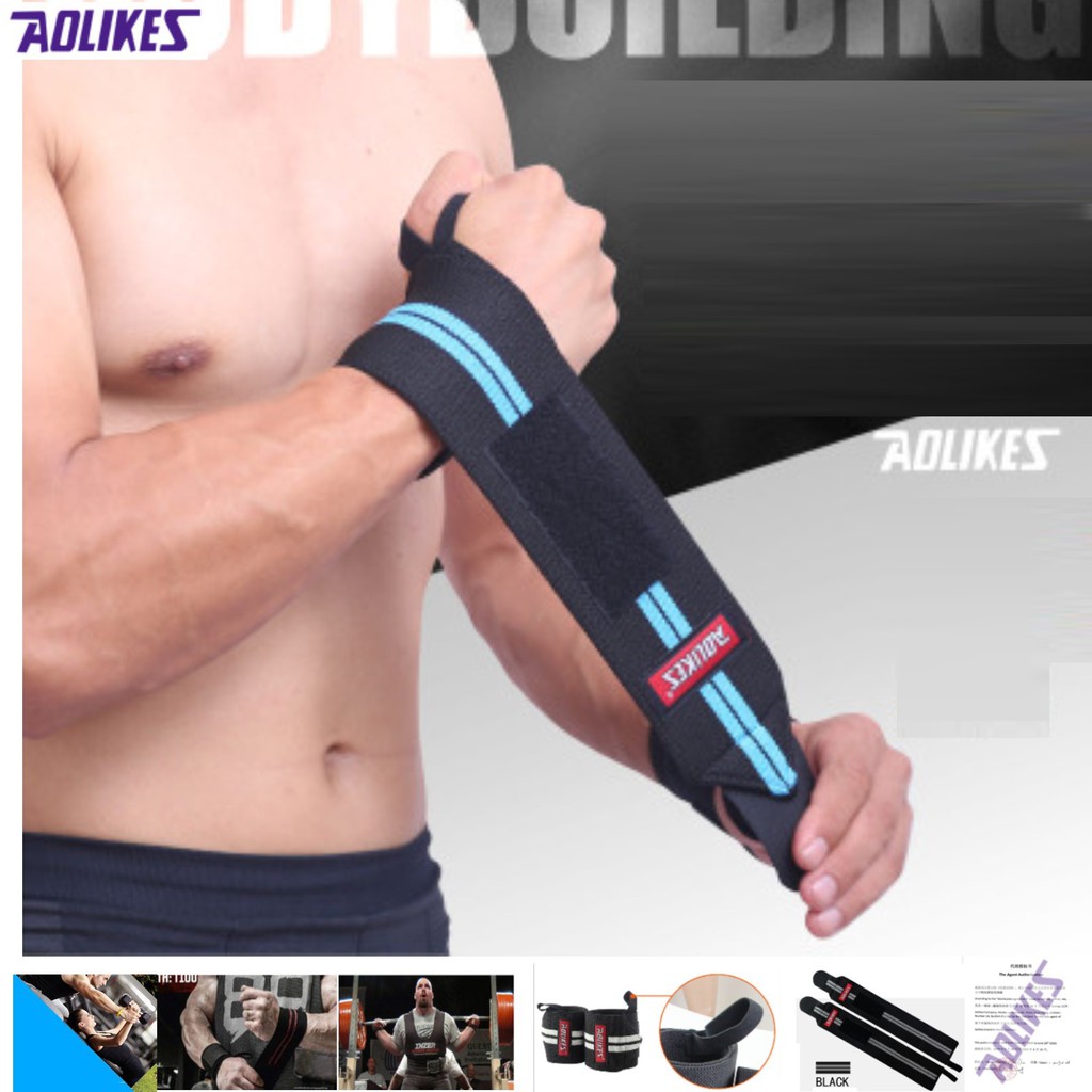 ĐỒ SỈ - AOLIKES AL 1538 (1 cái) đai cuốn cổ tay có giữ ngón cái chống trượt chuyên gym