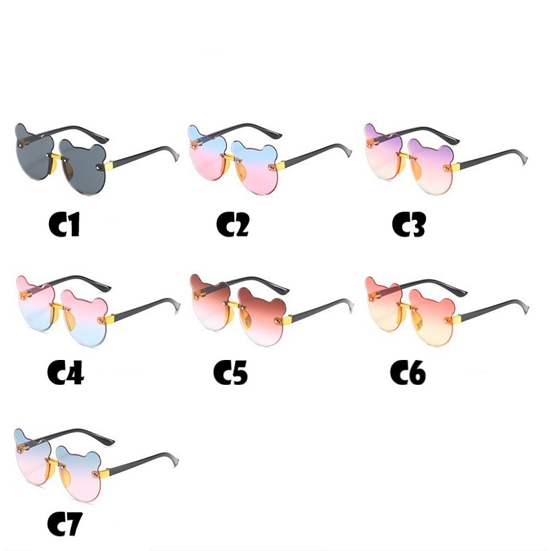Kính râm trẻ em hình gấu thời trang, kính râm trẻ em không gọng màu gradient