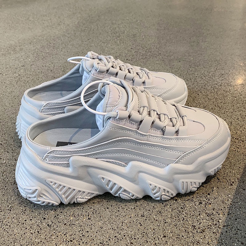 Hàng Có Sẵn Bán Chạy~Giày Trắng Mùa Hè Năm 2021 Thoáng Khí Đế Dày Nâng Chiều Cao Kiểu Dáng Mới Cho Nữ