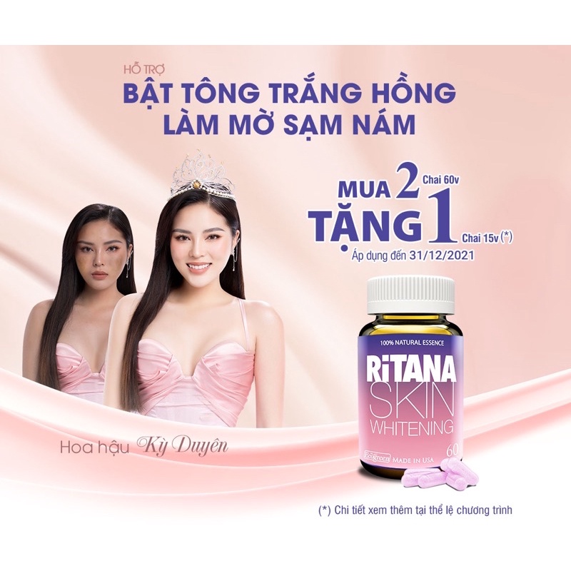 ✅ Viên uống trắng da RITANA date 3/2024 giúp Trắng Da, Mờ Thâm Nám, Chống Nắng từ bên trong