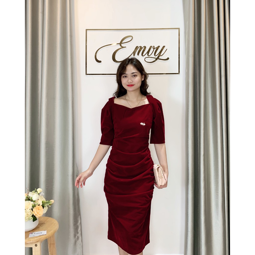 Đầm Thiết kế Body Nhung ép tay bồng Emvy - V81 | BigBuy360 - bigbuy360.vn