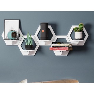  Kệ dán tường trang trí tường decor nhà cửa hình lục giác từ gỗ nhựa picomat 