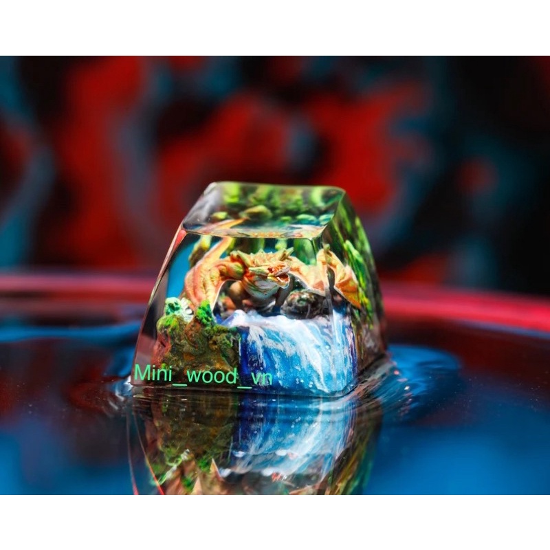 Nút bàn phím cơ Rồng Vàng Cam.Keycap resin Dragon Yellow Orange.Keycap Artisan