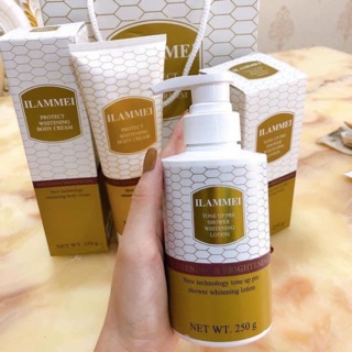 Bộ sữa tắm truyền trắng và kem dưỡng ilammei thanh lí nghỉ bán