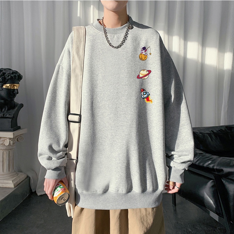 Áo Nỉ Nam Dài Tay Cổ Tròn Form Rộng Thời Trang Hàn